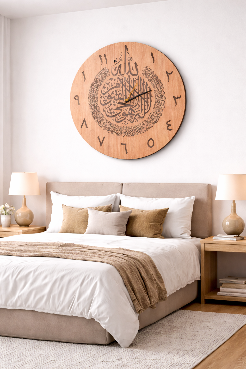 Ayatul kursi Calligraphy Wooden Clock (আয়াতুল কুরসি ক্যালিগ্রাফি উডেন ঘড়ি )15/15 ইঞ্ছি